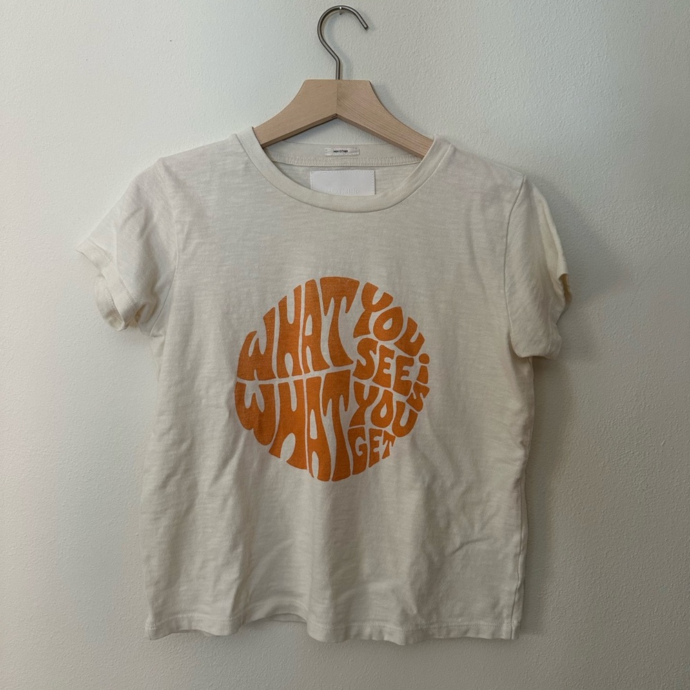 MOTHER Cream Tee with Orange Graphic